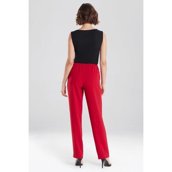 Natori Red Crepe Slim Pants Size Medium - Picture 3 of 13